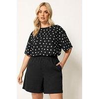 Yours Curve Casual Denim Shorts - Black