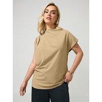 Yours Curve Drape Shoulder Top - Cream