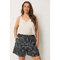 Yours Curve Shell Print Shorts - Black