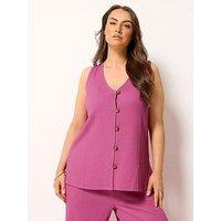 Yours Curve Textured Waistcoat Co Ord - Pink