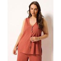 Yours Curve Textured Waistcoat Co Ord - Orange