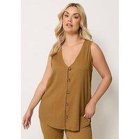 Yours Curve Textured Co-Ord Waistcoat - Brown