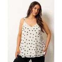 Yours Curve Spot Print Lace Vest - Cream