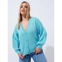 Yours Curve Balloon Sleeve Cardigan - Blue