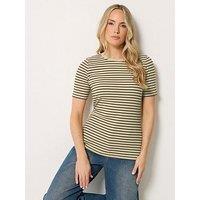 Long Tall Sally Stripe Scoop Neck T-Shirt - Brown