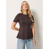 Long Tall Sally Peplum Top - Brown