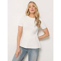 Long Tall Sally Peplum Top - White
