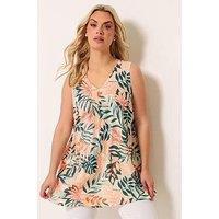 Yours Curve Printed Pleat Front Vest - Cream