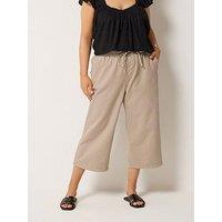 Yours Curve Pull On Crop Trousers - Brown