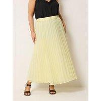 Yours Curve Chiffon Pleated Maxi Skirt - Yellow