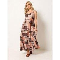 Yours Curve Strappy Tiered Midaxi Dress - Orange