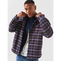Tommy Jeans Dobby Oversized Drawstring Hooded Overshirt - Calypso Berry Check
