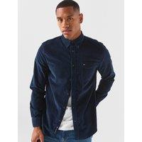 Tommy Jeans Mens Corduroy Button-Down Long Sleeve Shirt - Navy