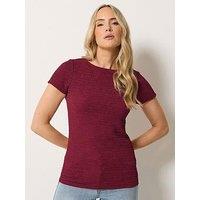 Long Tall Sally Textured Slash Neck Top - Red