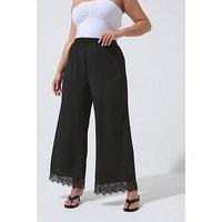 Yours Curve Lace Hem Trouser - Black