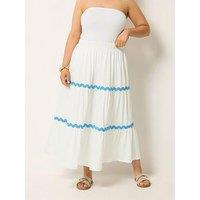 Yours Curve Ric Rac Jersey Skirt - White