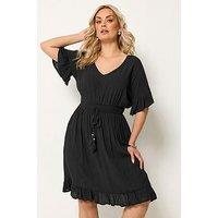 Yours Curve Mini Crinkle Beach Cover Up - Black