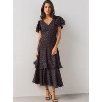 The Very Collection Womens Floral Tiered Ruffle Midi Dress - Print