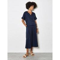 Apricot Linen Button Front Top - Blue