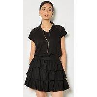 Apricot Frill Layered Mini Skirt - Black