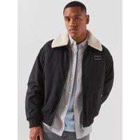 Tommy Jeans Mens Borg Collar Padded Aviator Jacket - Black