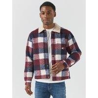 Tommy Jeans Mens Teddy Collar Brushed Checked Shacket