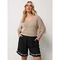 Yours Curve Embroidered Hem Short