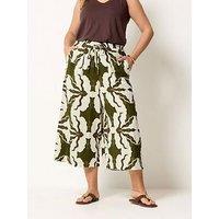 Yours Curve Tile Print Culotte - Green