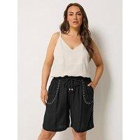 Yours Curve Beaded Embroidery Shorts