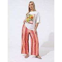 Yours Curve Stripe Trouser - Red