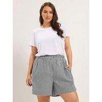 Yours Curve Gingham Shorts - Black