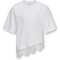 Only Kids Girls Asymmetric Lace T-Shirt - White