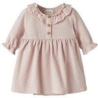 Lil Atelier Baby Girls Spot Texture Long Sleeve Body Dress - Light Pink
