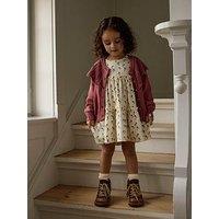 Lil Atelier Mini Girls Printed Long Sleeve Jersey Dress - Cream