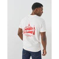 Tommy Jeans Mens Regular Skyline Back Graphic T-Shirt - White