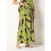 Long Tall Sally Palm Maxi Co-Ord Skirt - Green