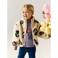 Name It Mini Girls High Neck Teddy Fleece Zip Jacket - Cream