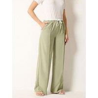 Long Tall Sally Natural Waistband Wide Leg Trousers 36" - Natural Brown