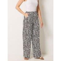 Long Tall Sally Zebra Print Wide Leg Trousers 34" - Brown