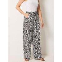 Long Tall Sally Zebra Print Wide Leg Trousers 36" - Brown
