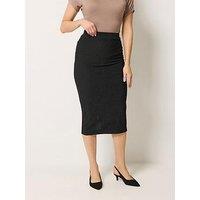 Long Tall Sally Textured Midi Skirt - Black