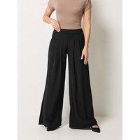 Long Tall Sally Palazzo Pleat Trousers 36" - Black