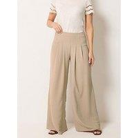 Long Tall Sally Palazzo Pleat Trouser 36" - Cream