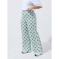 Yours Curve Polka Dot Stripe Trouser - Blue