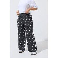 Yours Curve Polka Dot Stripe Trouser - Black