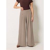Long Tall Sally Palazzo Pleat Trouser 36" - Brown