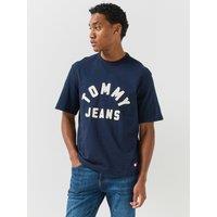 Tommy Jeans Mens 90S Logo Print Regular Fit T-Shirt - Navy