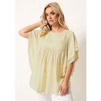 Yours Curve Statement Sleeve Blouse - Yellow