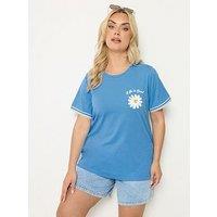 Yours Curve Regular Crew Neck Tops - Blue