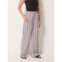 Long Tall Sally Stripe Wide Leg Trouser 36" - White